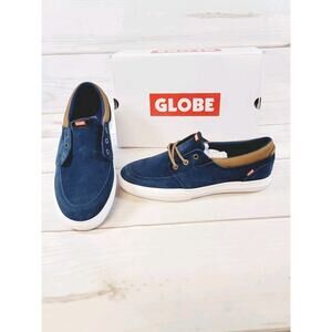 Globe Attic Mens Skate Shoe Navy Blue Leather Low Top Lace Up  sz 7.5 New READ